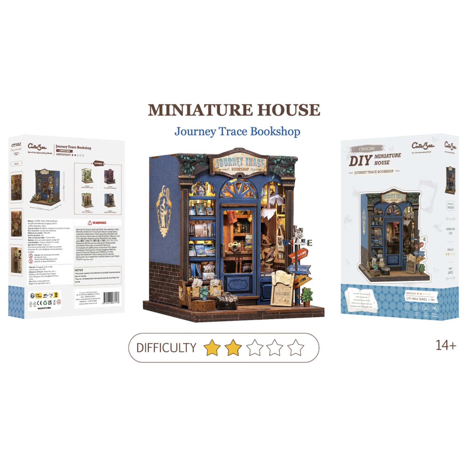 MINIATURE HOUSE DIY Journey Trace Bookshop 241 kusov + stavebnica s LED svetlom produktová fotografia