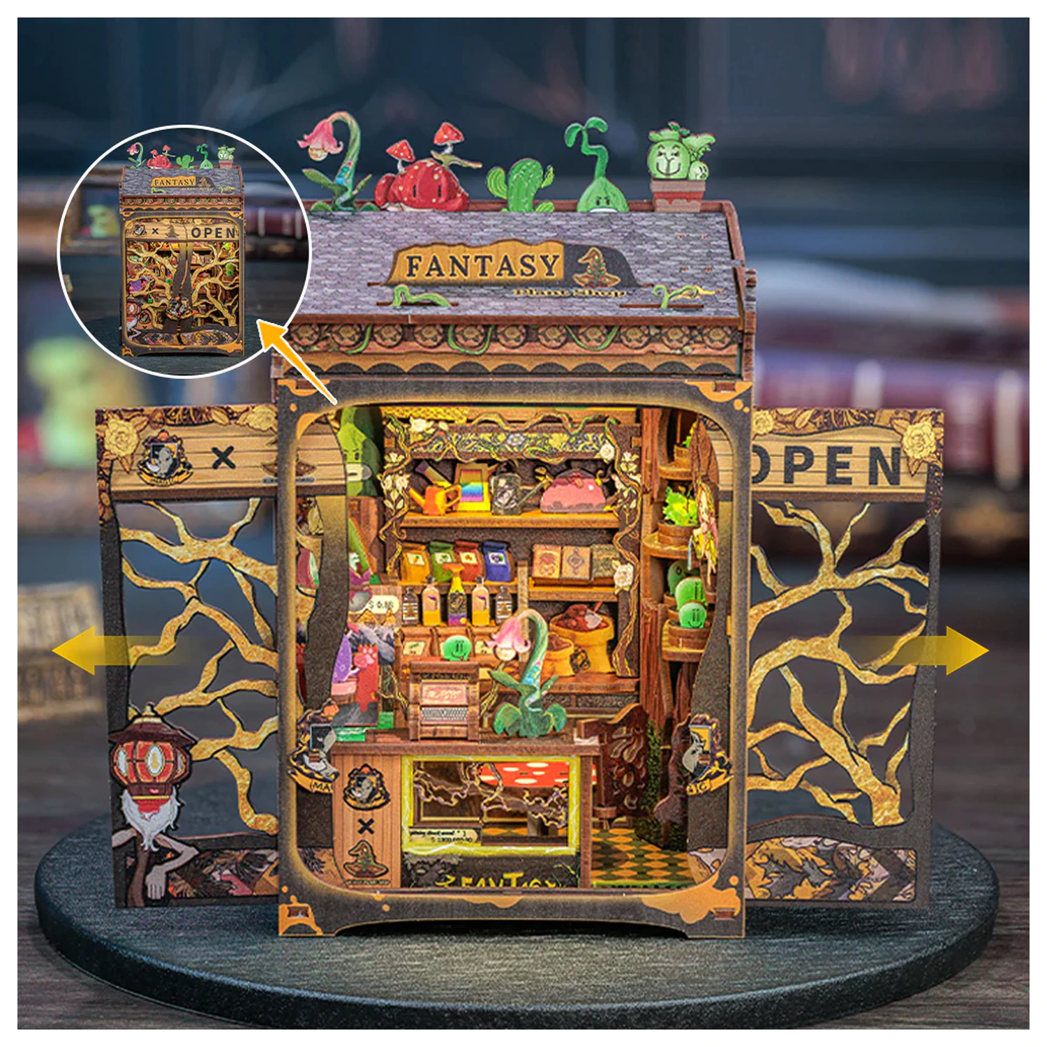 MINIATÚRNY DOMČEK DIY Fantasy Kvetinárstvo 146 dielny + LED svetlo stavebnica produktová fotografia