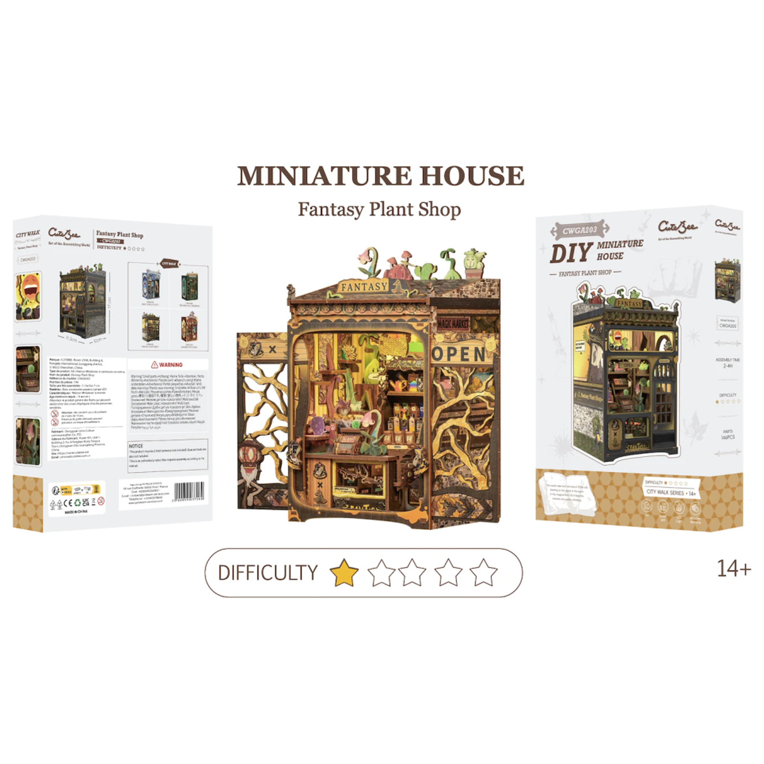 MINIATÚRNY DOMČEK DIY Fantasy Kvetinárstvo 146 dielny + LED svetlo stavebnica produktová fotografia