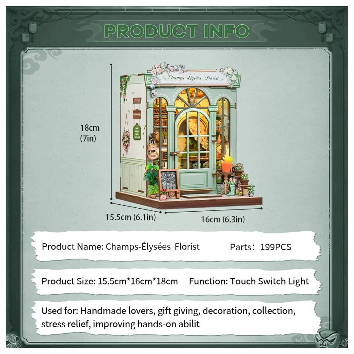 Modelárska súprava miniatúrneho domu Champs-Élysées Florist 18 x 16 cm produktová fotografia