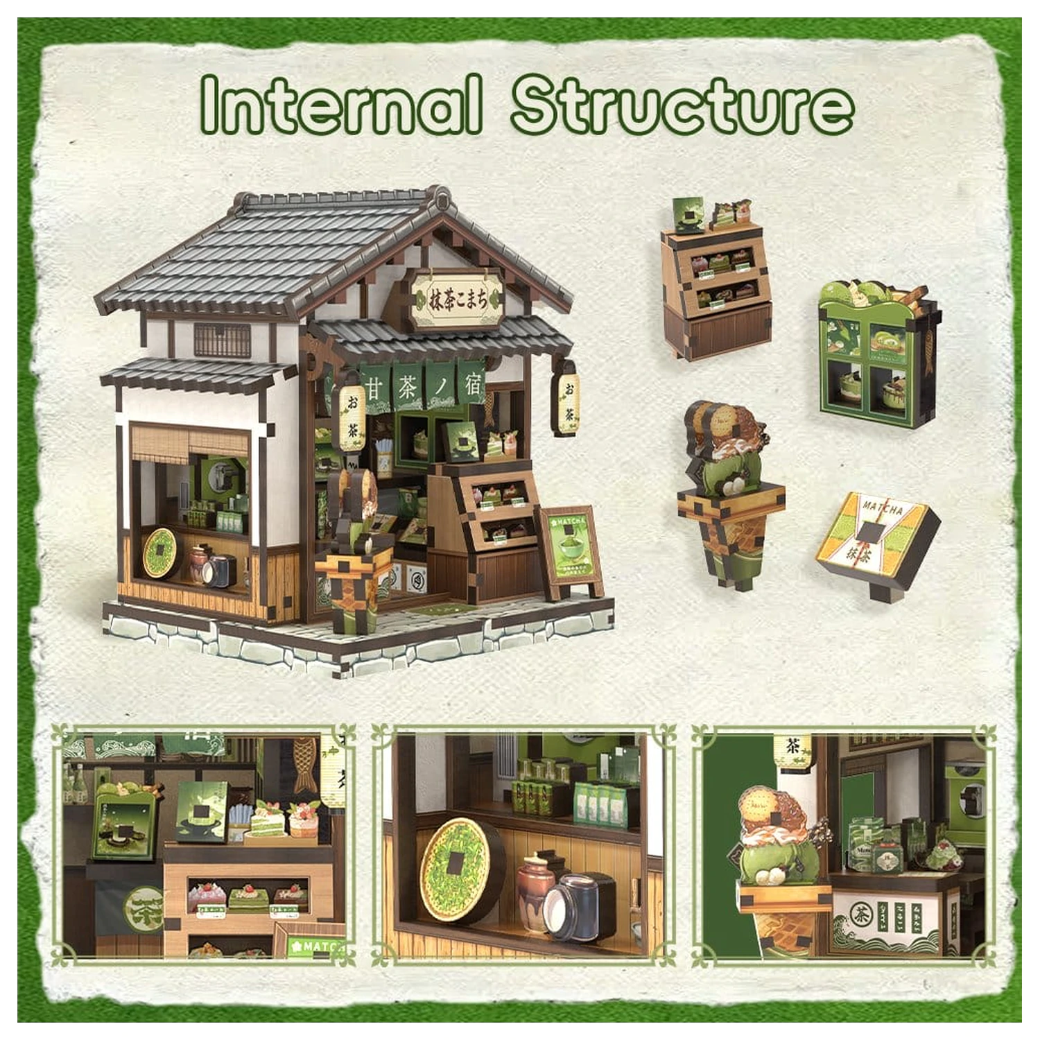 Súprava miniatúrneho modelu domčeka Kyoto Matcha Cottage 11 x 9 cm produktová fotografia