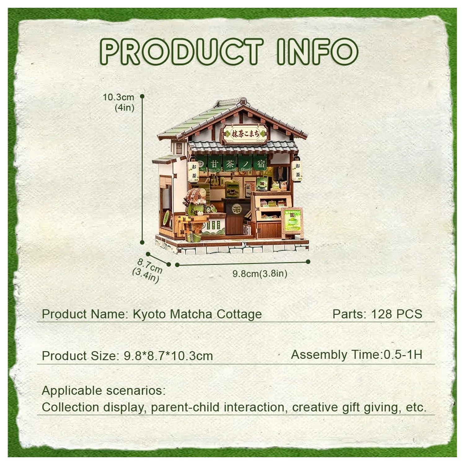 Súprava miniatúrneho modelu domčeka Kyoto Matcha Cottage 11 x 9 cm produktová fotografia