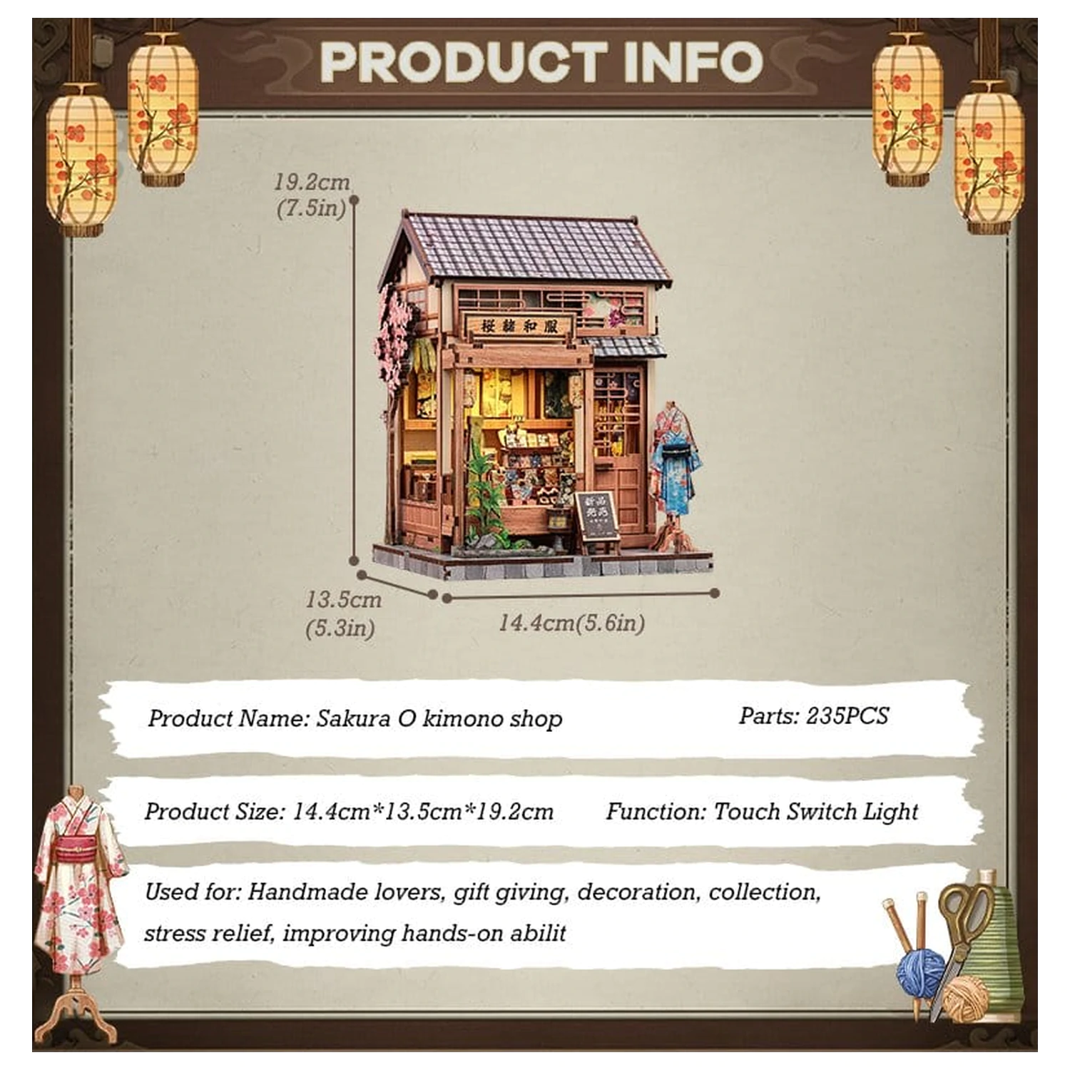 Modelársky kit miniatúrneho domu Sakura O Kimono Shop 19 x 14 cm produktová fotografia