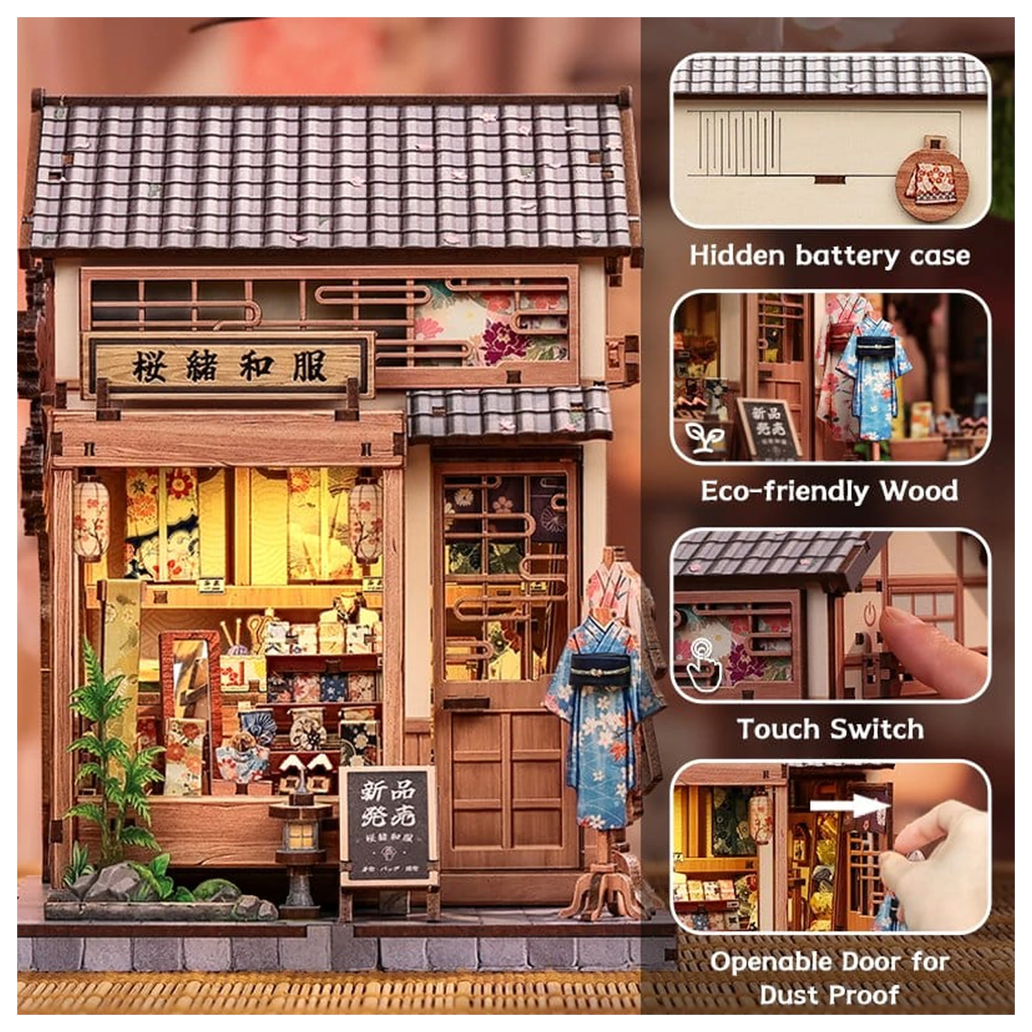 Modelársky kit miniatúrneho domu Sakura O Kimono Shop 19 x 14 cm produktová fotografia