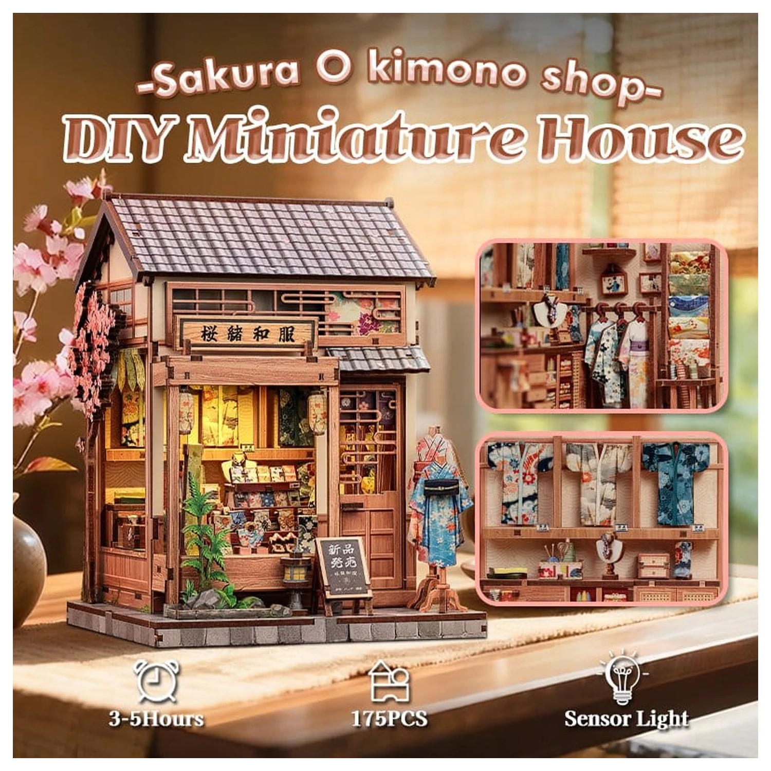 Modelársky kit miniatúrneho domu Sakura O Kimono Shop 19 x 14 cm produktová fotografia