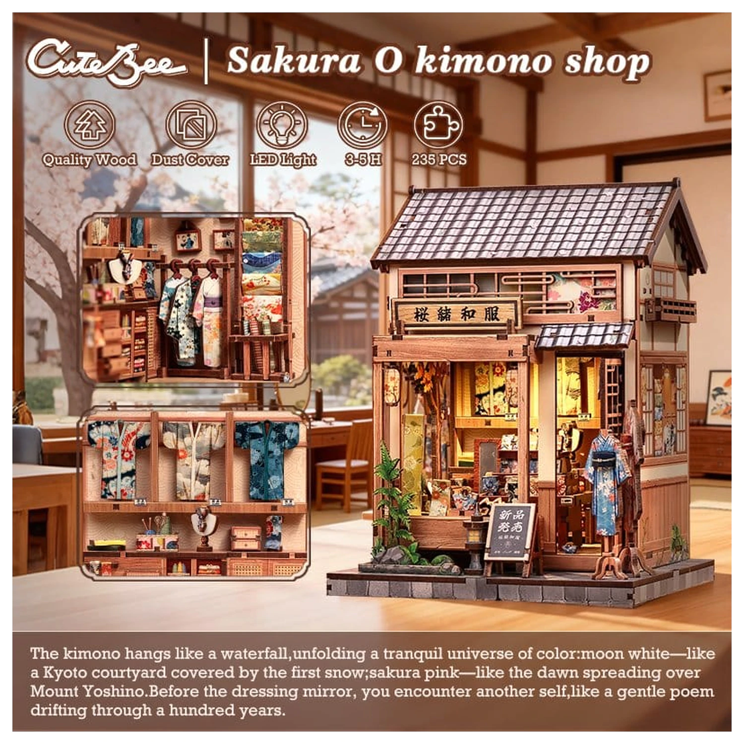 Modelársky kit miniatúrneho domu Sakura O Kimono Shop 19 x 14 cm produktová fotografia