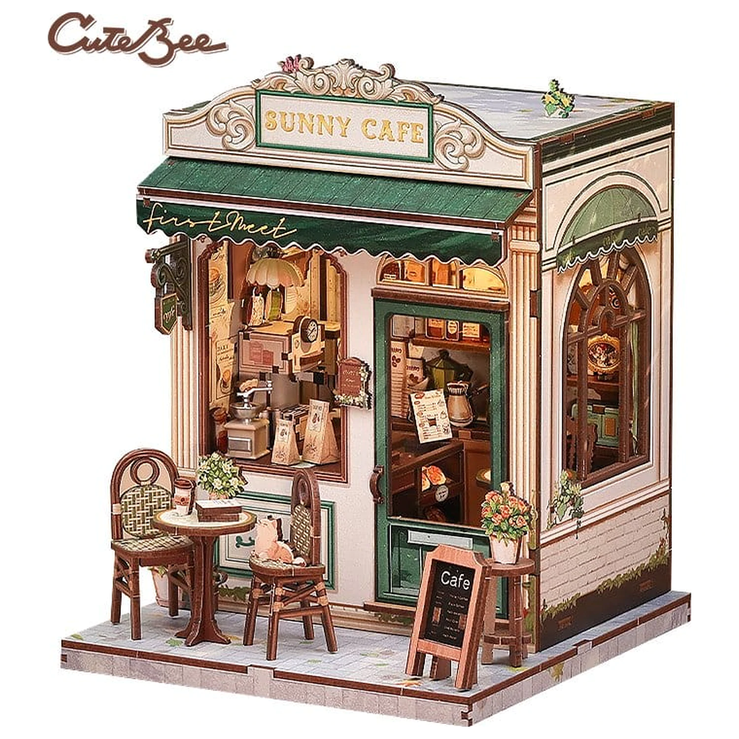Model stavebnice miniatúrneho domu Sunny Cafe 20 x 16 cm produktová fotografia