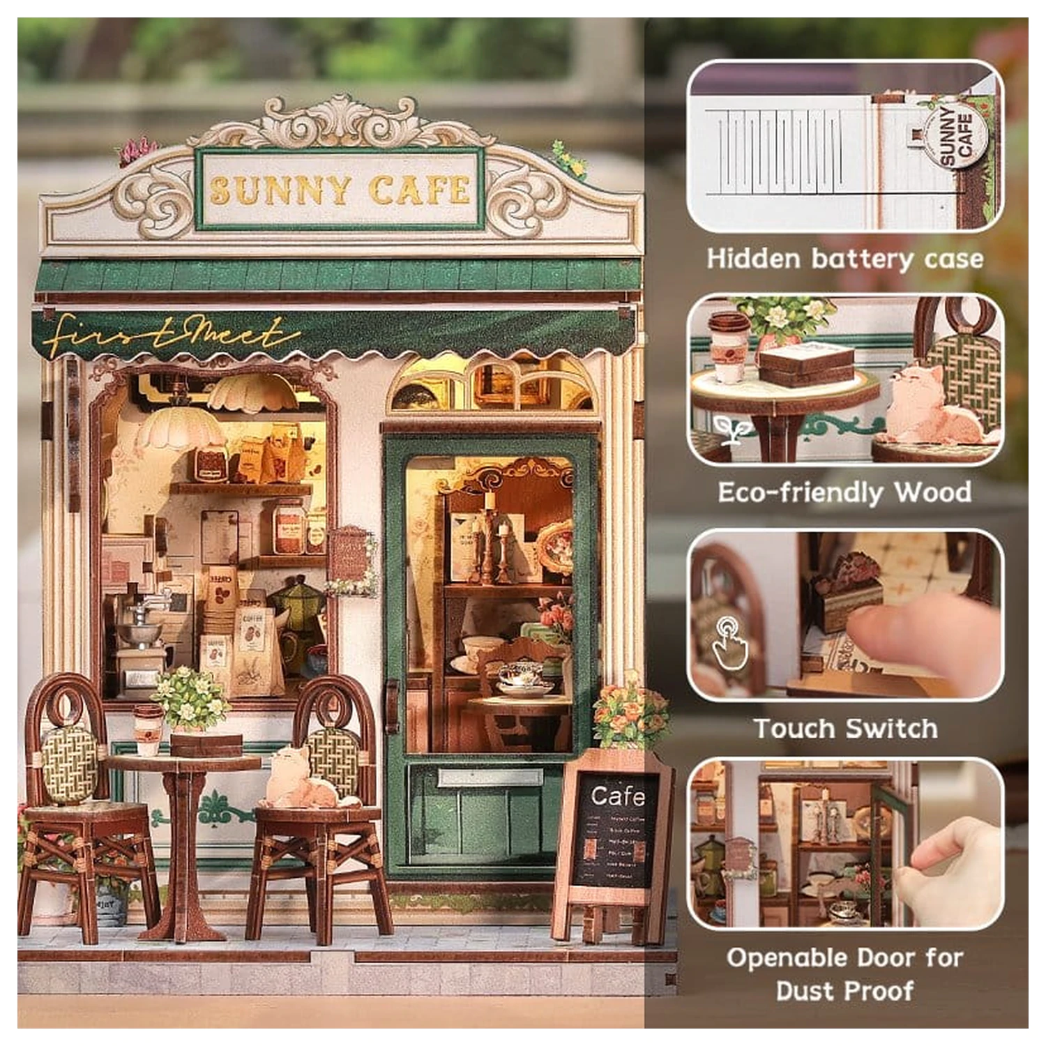 Model stavebnice miniatúrneho domu Sunny Cafe 20 x 16 cm produktová fotografia