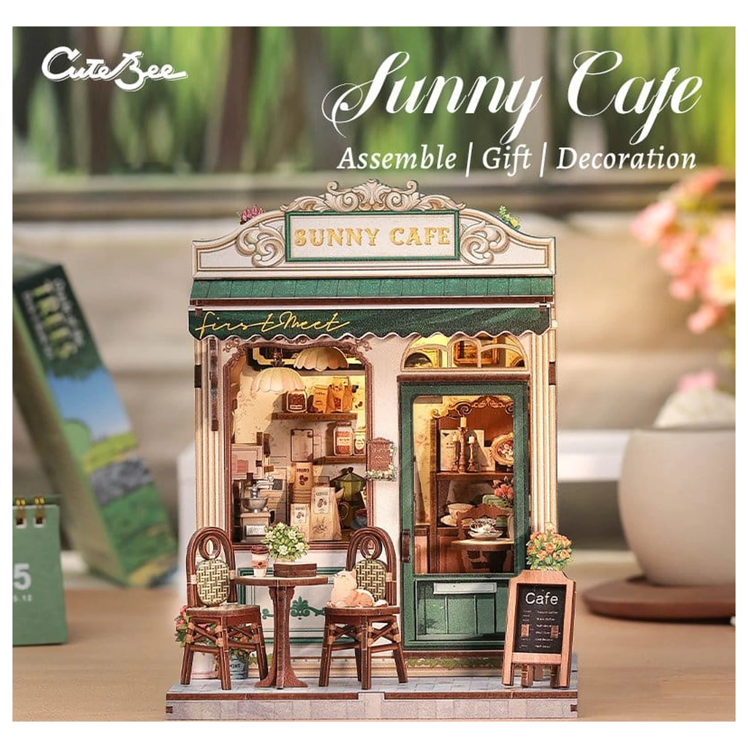 Model stavebnice miniatúrneho domu Sunny Cafe 20 x 16 cm produktová fotografia