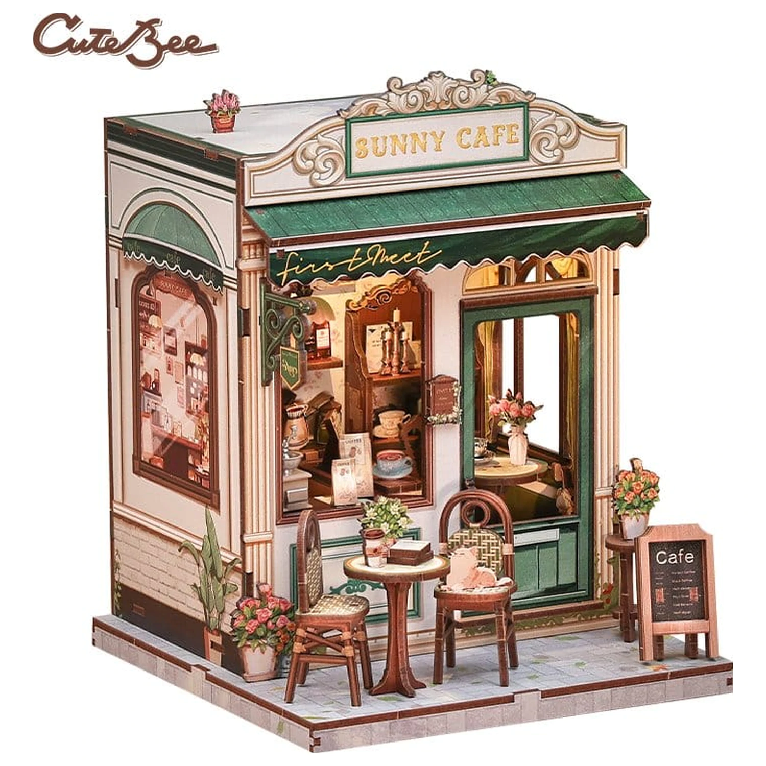 Model stavebnice miniatúrneho domu Sunny Cafe 20 x 16 cm produktová fotografia
