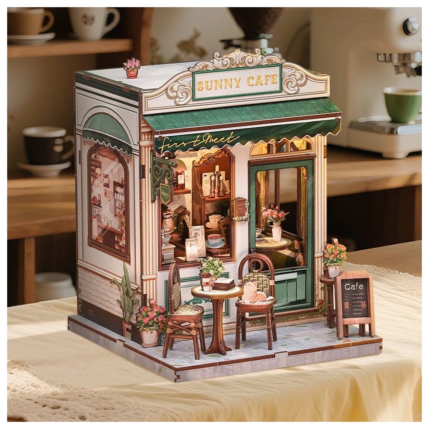 Model stavebnice miniatúrneho domu Sunny Cafe 20 x 16 cm produktová fotografia