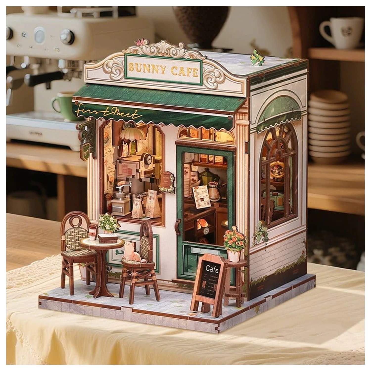 Model stavebnice miniatúrneho domu Sunny Cafe 20 x 16 cm produktová fotografia