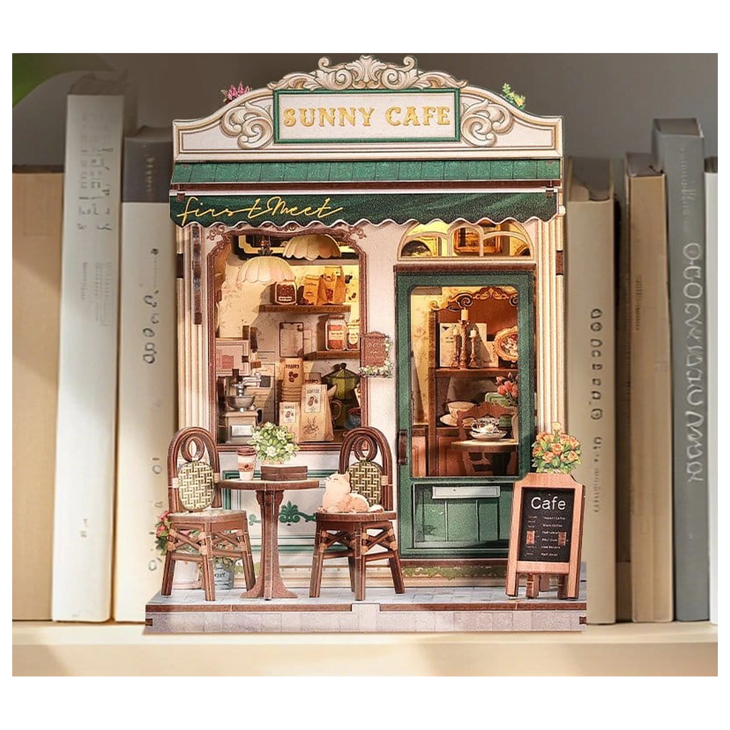 Model stavebnice miniatúrneho domu Sunny Cafe 20 x 16 cm produktová fotografia