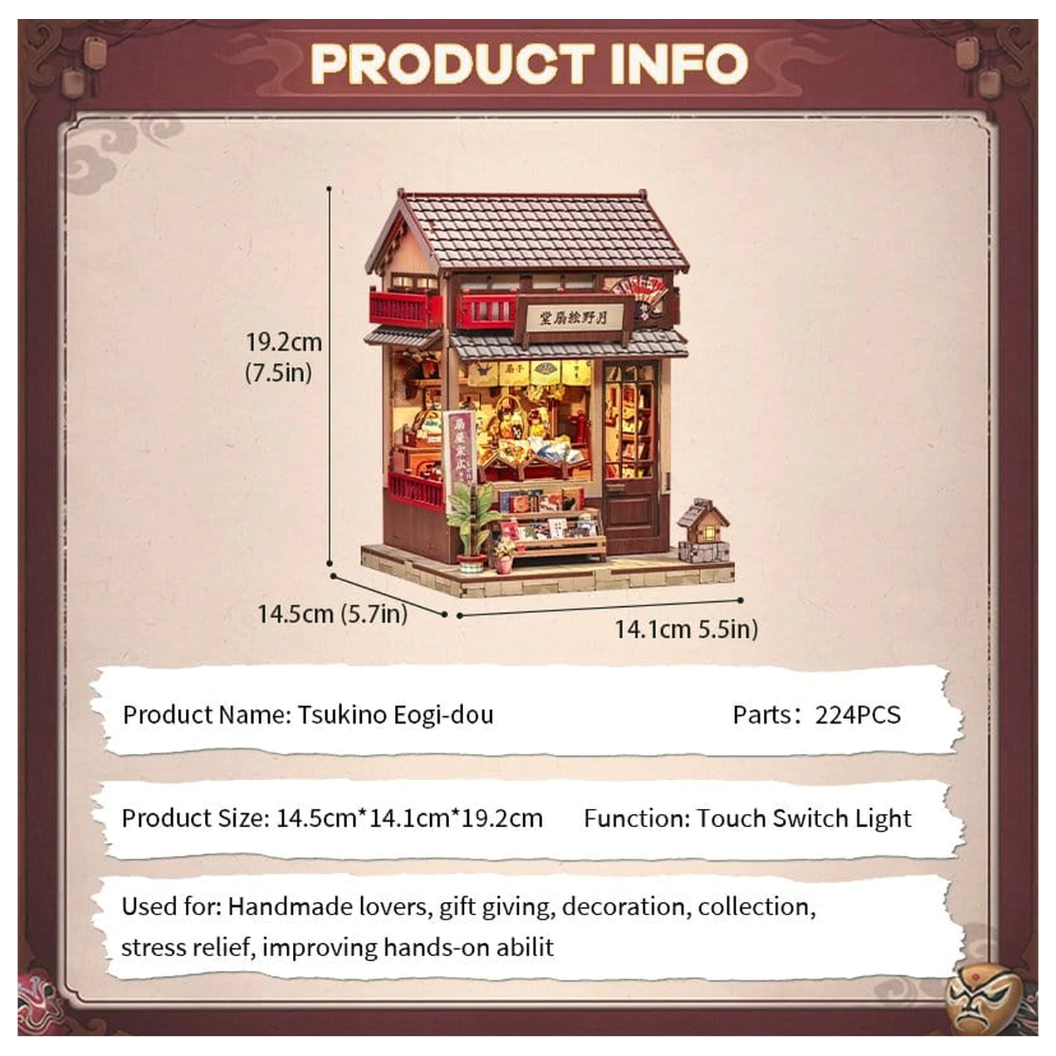 Model stavebnice miniatúrneho domu Tsukino Eogi-dou 19 x 14 cm produktová fotografia
