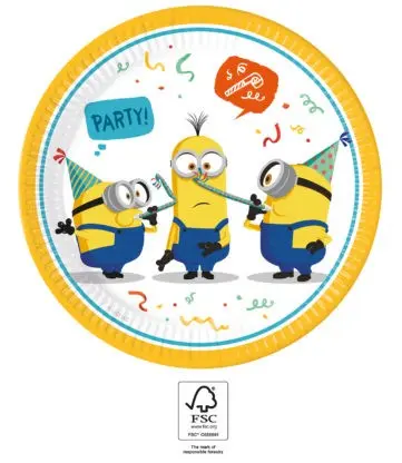 Minions 2 The Rise of Gru, Minions papierové taniere 8 ks 23 cm FSC produktová fotografia
