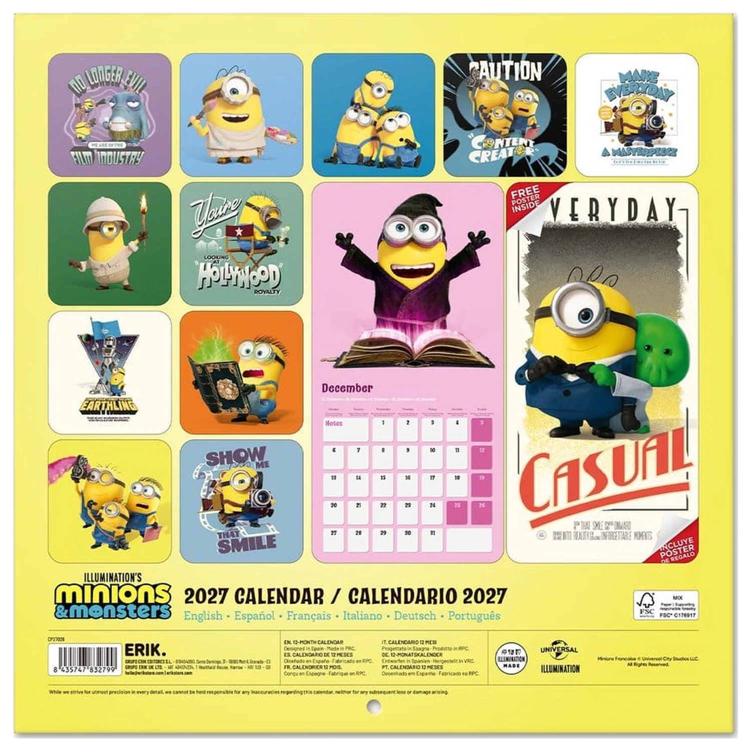 Minions nástenný kalendár 2027 30 x 30 cm produktová fotografia