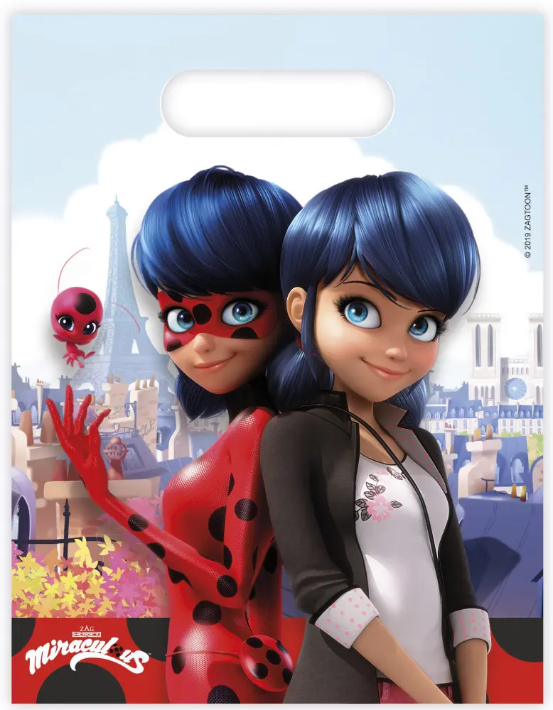 Darčeková taška Miraculous Ladybug, Ladybug and Cat Noir Adventures, balenie 6 kusov produktová fotografia