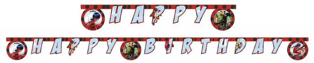 Miraculous Ladybug and Cat Noir Happy Birthday banner 200 cm produktová fotografia