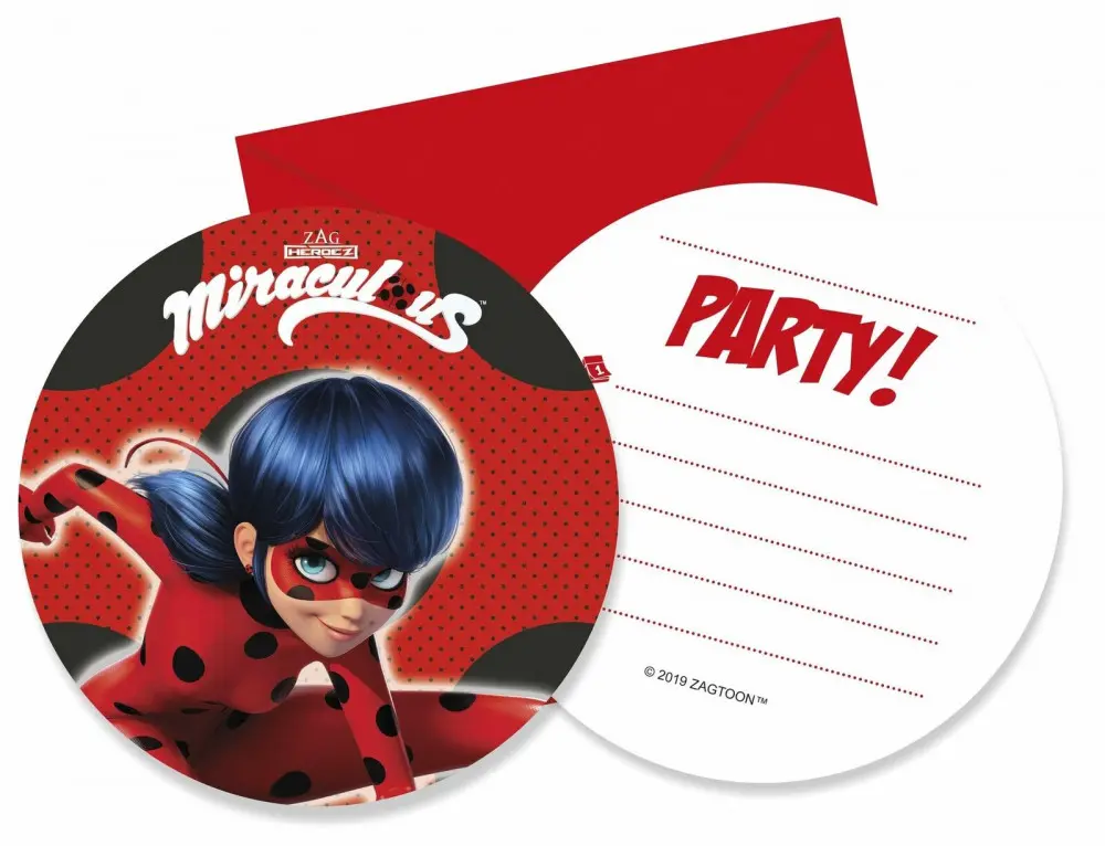 Miraculous Ladybug pozvánky 6 ks produktová fotografia