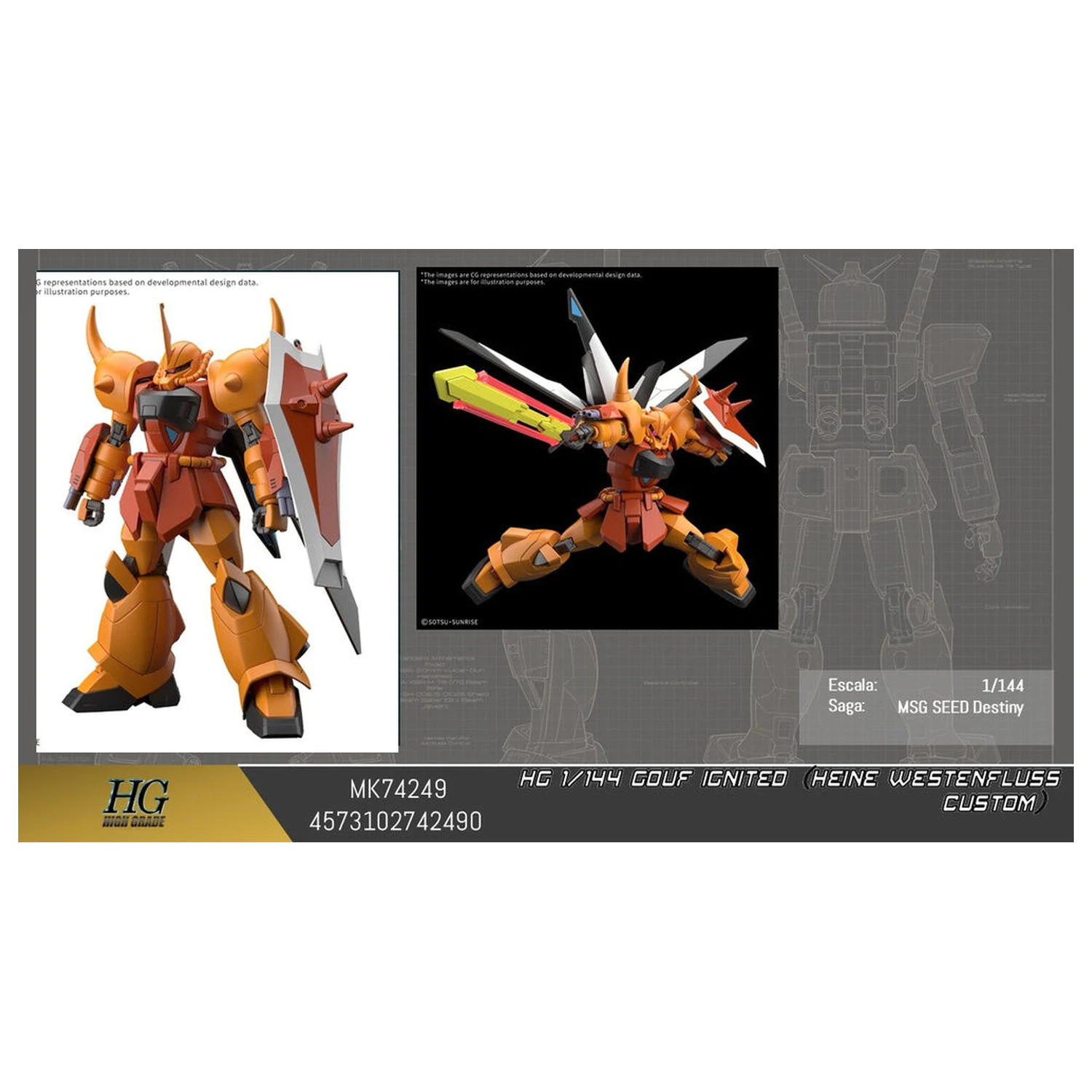 Mobile Suit Gundam HG 1/144 Gouf Ignited Heine Westenfluss vlastná súprava modelu produktová fotografia