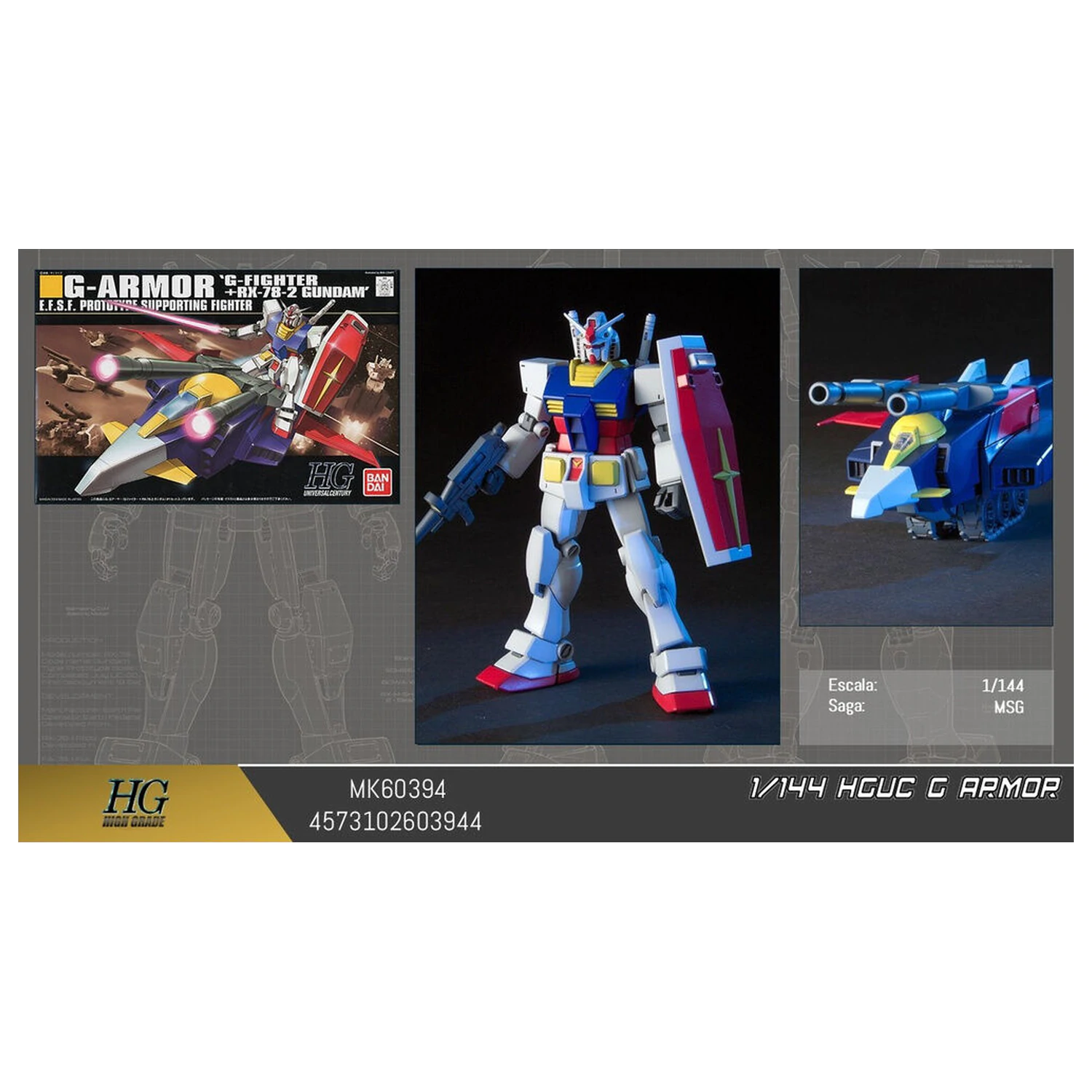 Mobile Suit Gundam HGUC 1/144 G-Armor G-Fighter PX-78-2 figúrka s modelovacou stavebnicou produktová fotografia