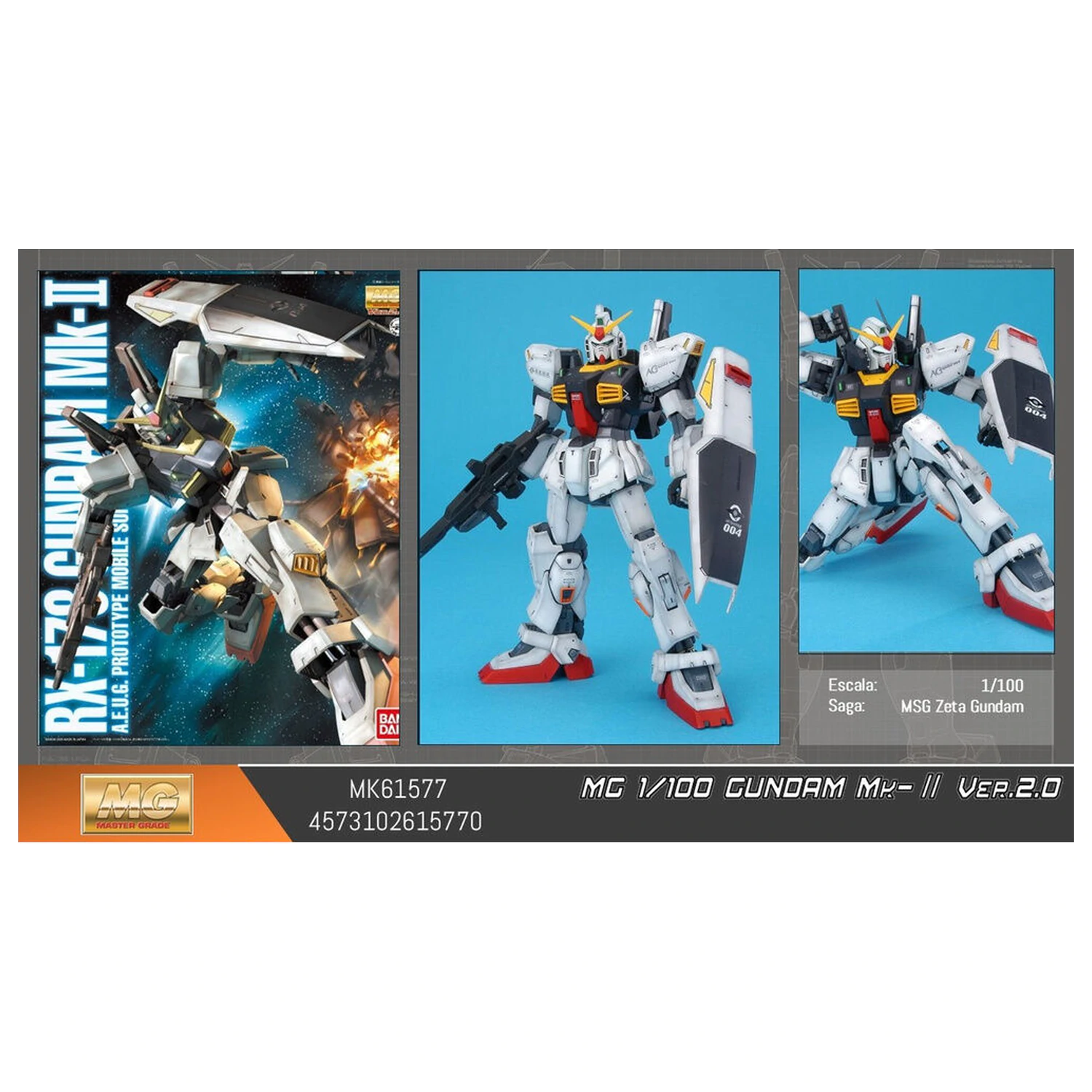 Mobile Suit Gundam MG 1/100 MK-II ver 2.0 modelová stavebnica figúrka produktová fotografia