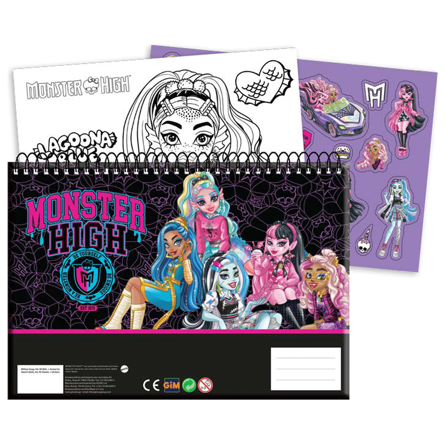 Monster High Crew A4 špirálový skicár, 40 strán s nálepkami produktová fotografia