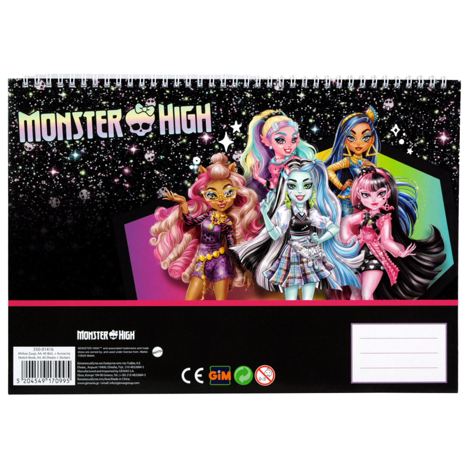 Monster High Crew A4 špirálový skicár, 40 strán s nálepkami produktová fotografia