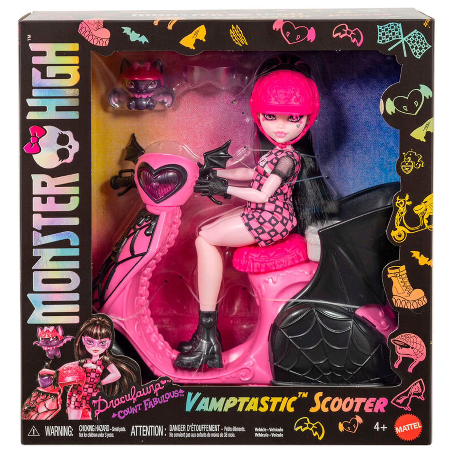 Monster High Draculaura a Scooter bábika produktová fotografia