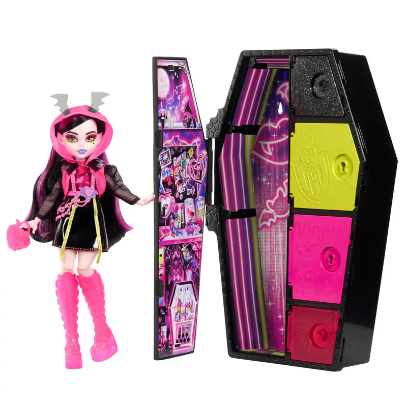 Monster High Skullmate Secrets Neon Frights Draculaura bábika 25 cm produktová fotografia