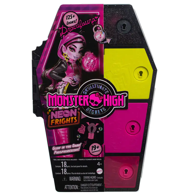 Monster High Skullmate Secrets Neon Frights Draculaura bábika 25 cm produktová fotografia