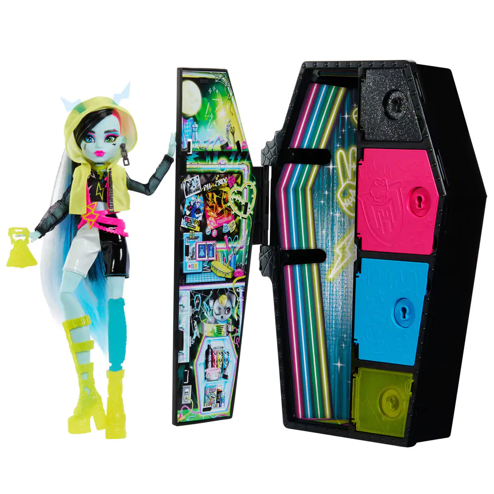 Monster High Skullmate Secrets Neon Frights Frankie Stein bábika 25 cm produktová fotografia