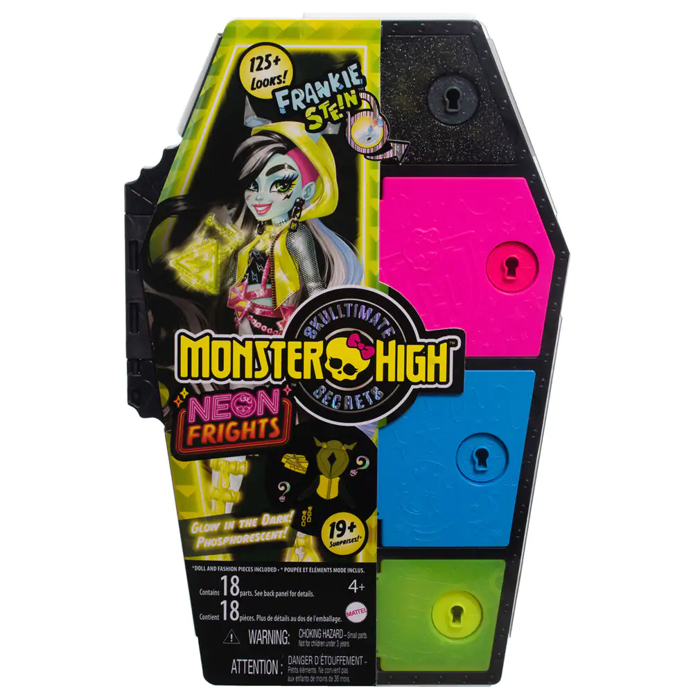 Monster High Skullmate Secrets Neon Frights Frankie Stein bábika 25 cm produktová fotografia