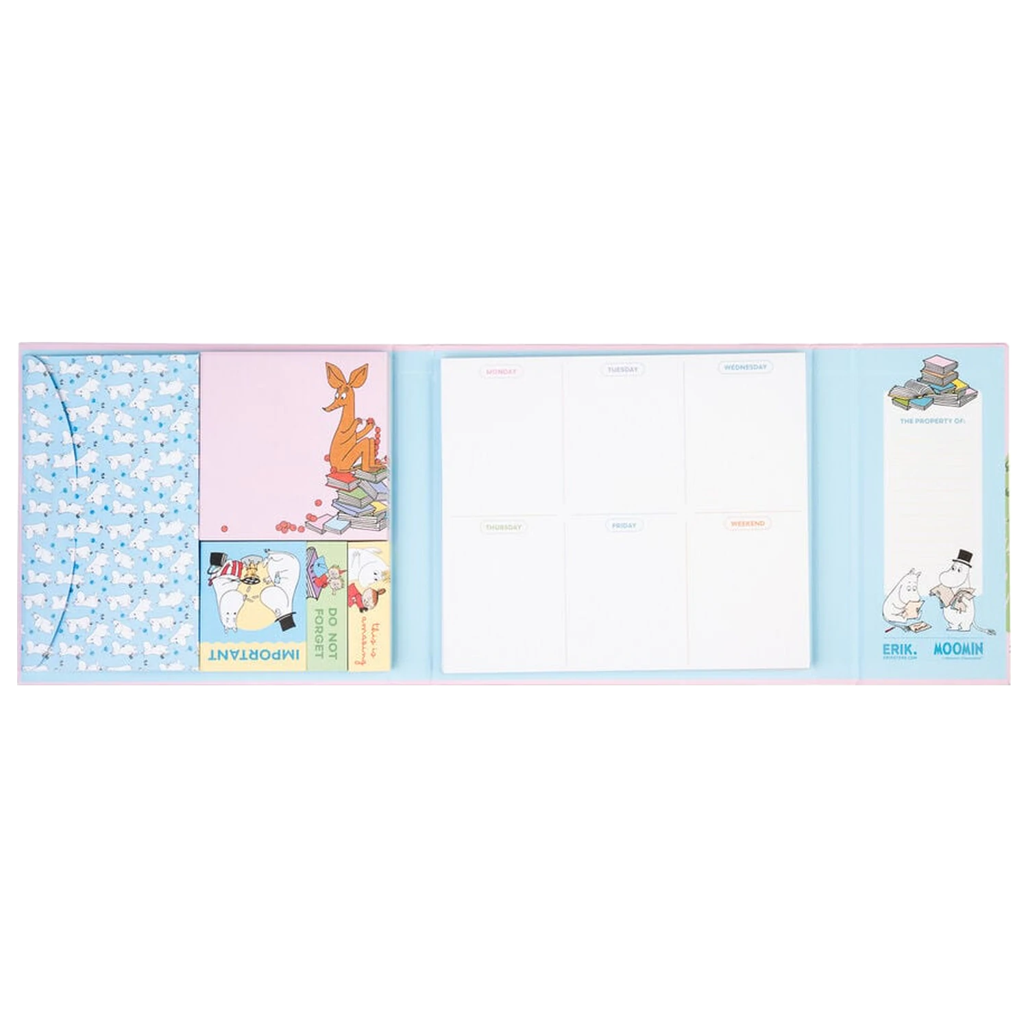Moomin týždenný plánovač s lepiacimi poznámkami produktová fotografia