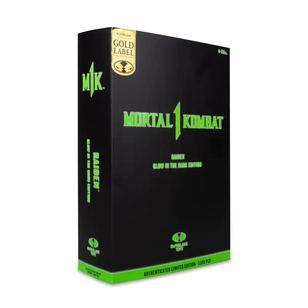 Akčná figúrka Mortal Kombat Glow in the Dark Edition Raiden (Gold Label) 18 cm produktová fotografia