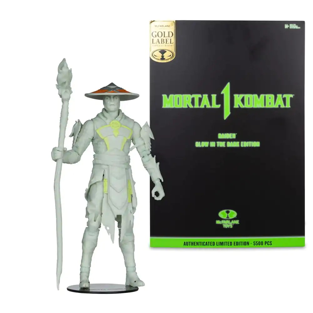 Akčná figúrka Mortal Kombat Glow in the Dark Edition Raiden (Gold Label) 18 cm produktová fotografia