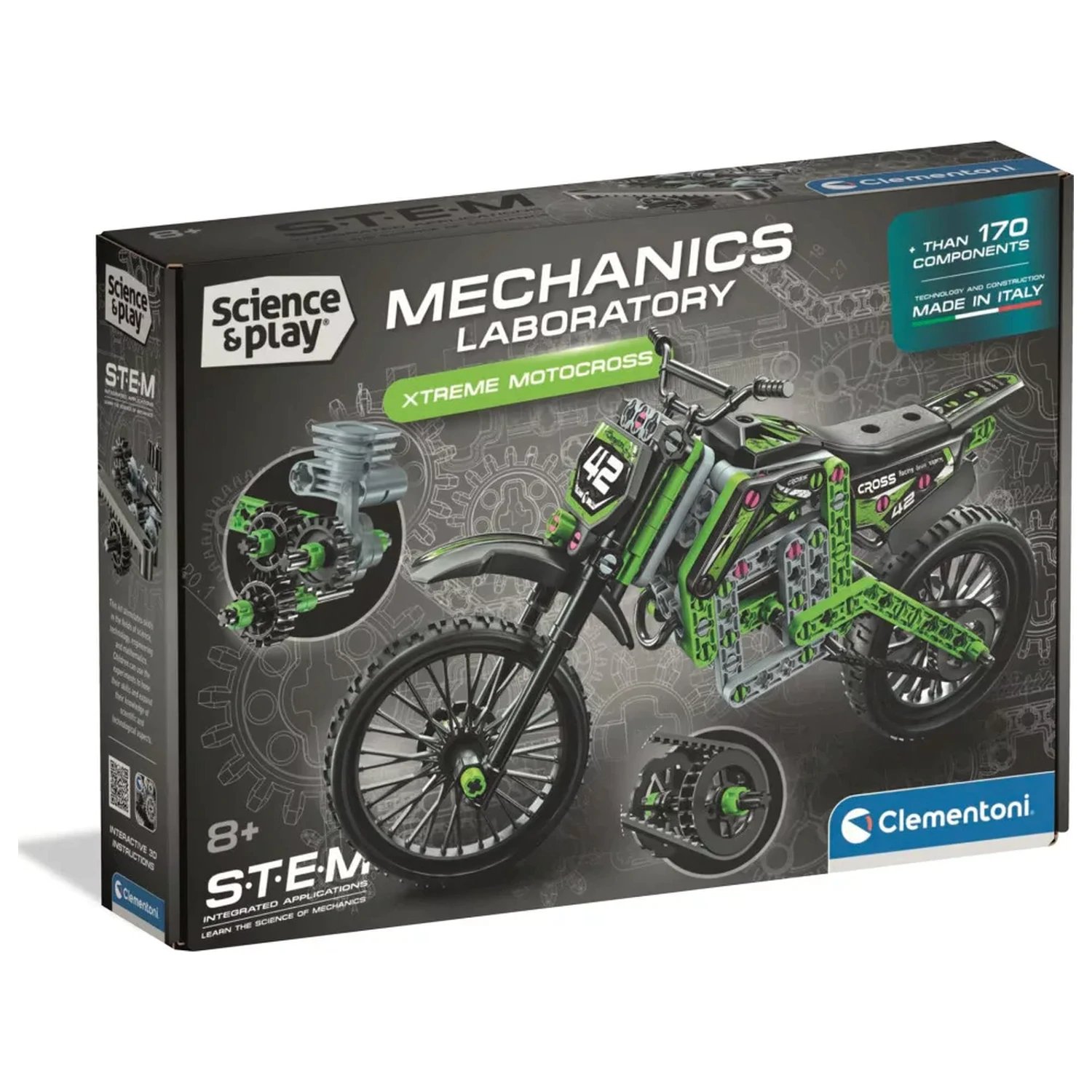 Motokrosová mechanická stavebná hračka produktová fotografia