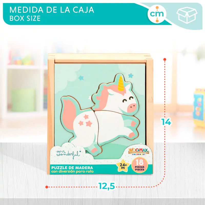 Mr Wonderfull Unicorn drevené puzzle 18ks produktová fotografia