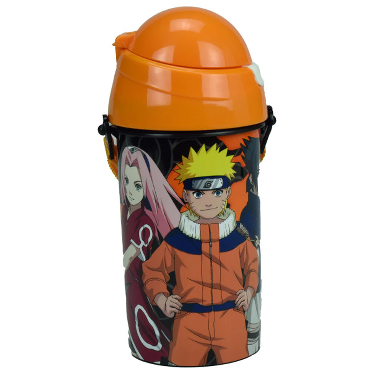 Naruto Fire plastová fľaša na vodu so slamkou a držiakom 500 ml produktová fotografia