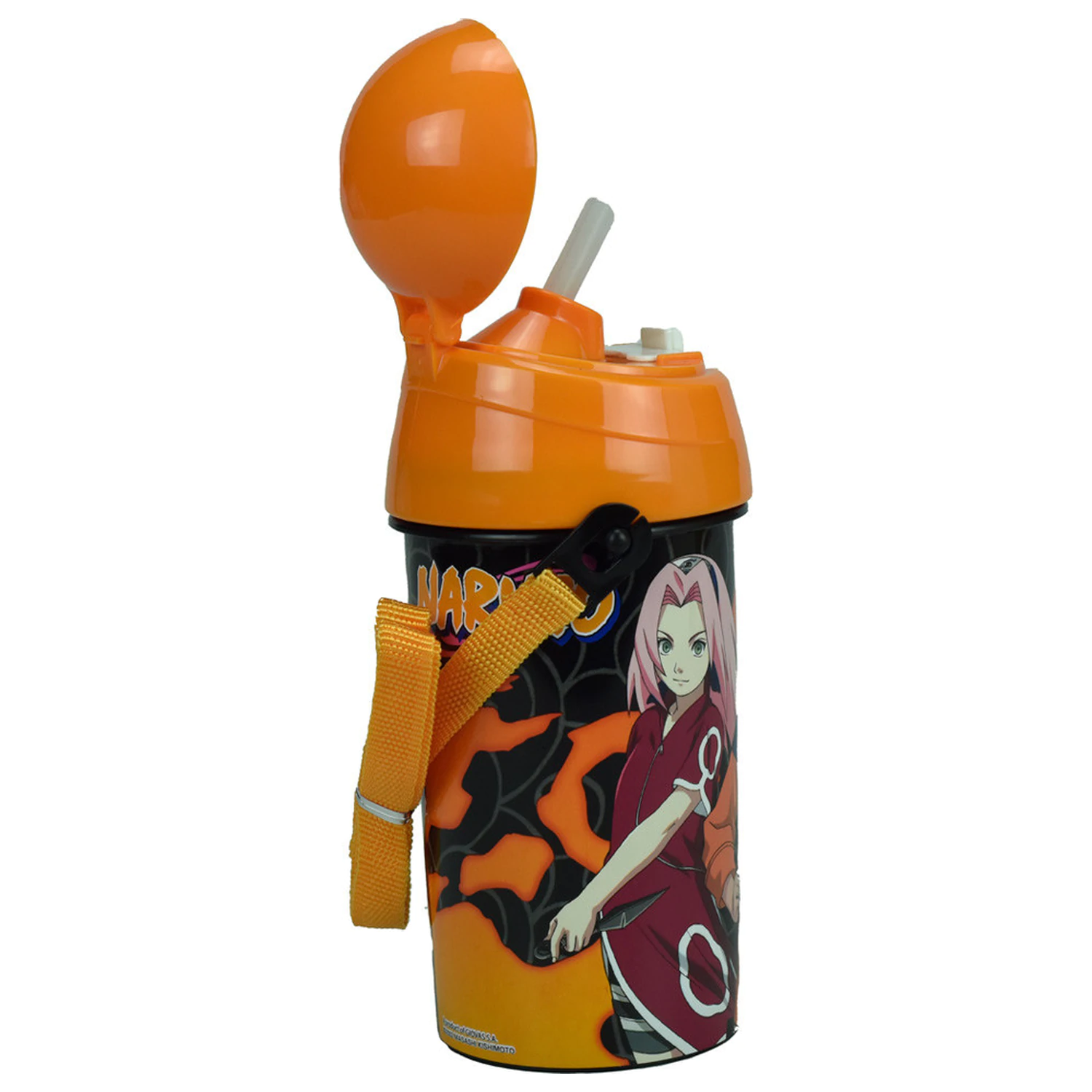 Naruto Fire plastová fľaša na vodu so slamkou a držiakom 500 ml produktová fotografia
