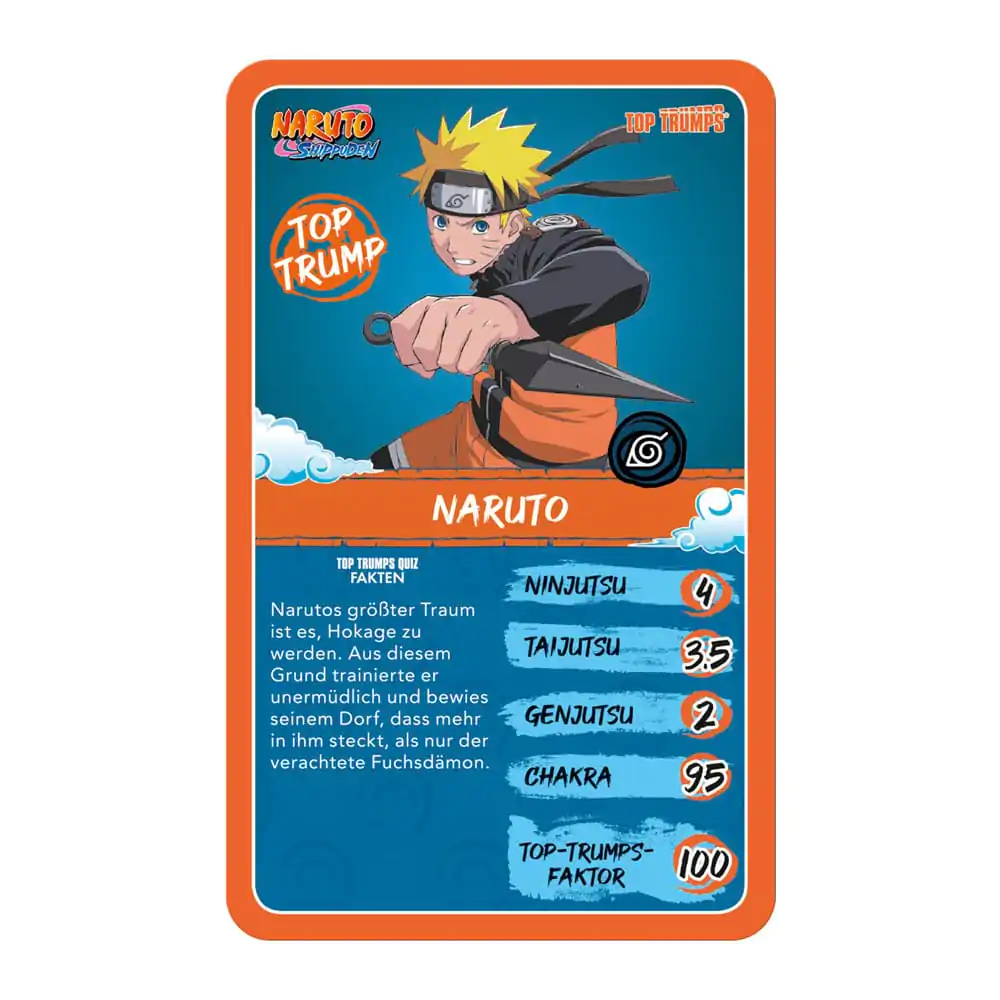 Naruto Shippuden Kolekčná kartová hra Top Trumps kvíz Anime zberateľský *nemecka verzia* termékfotó