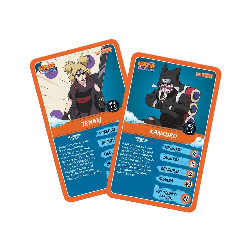 Naruto Shippuden Kolekčná kartová hra Top Trumps kvíz Anime zberateľský *nemecka verzia* termékfotó