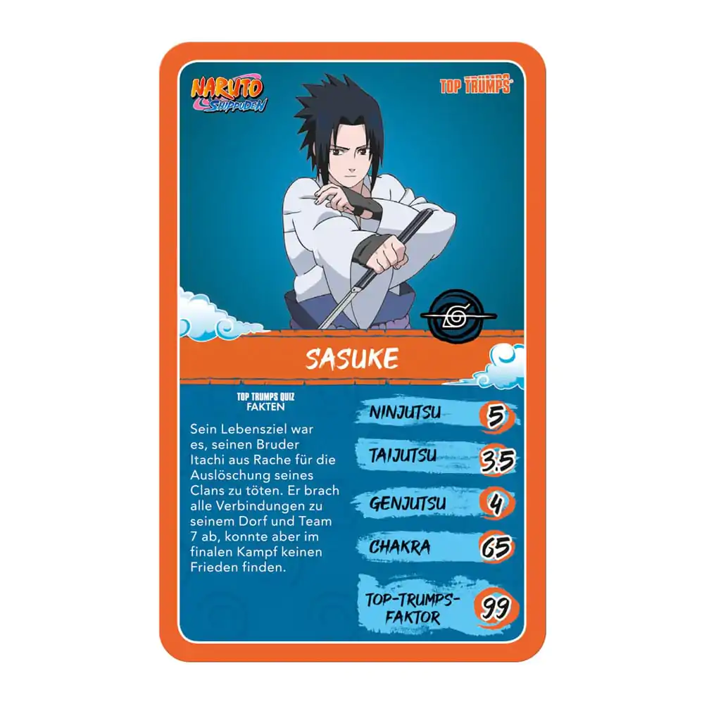 Naruto Shippuden Kolekčná kartová hra Top Trumps kvíz Anime zberateľský *nemecka verzia* termékfotó