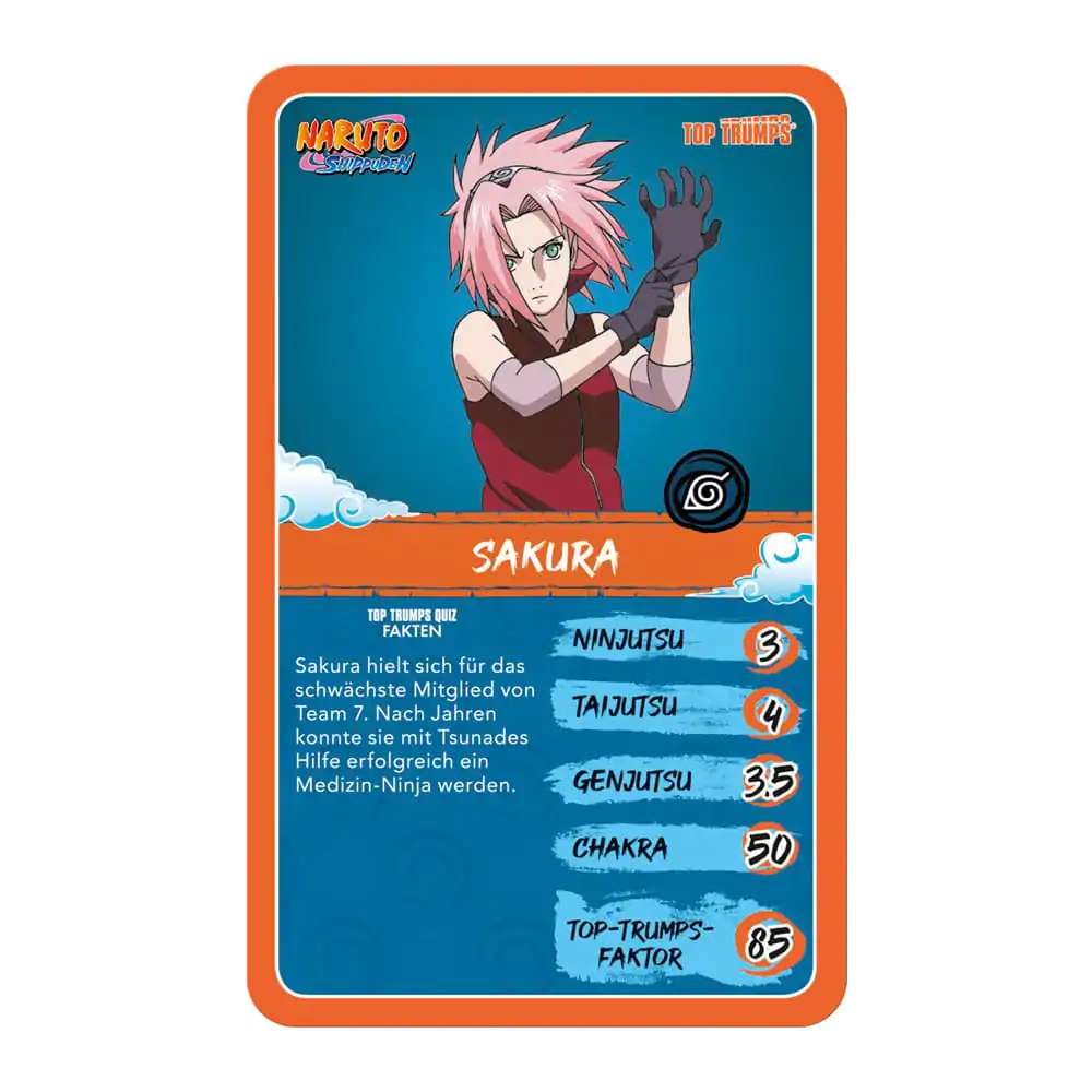 Naruto Shippuden Kolekčná kartová hra Top Trumps kvíz Anime zberateľský *nemecka verzia* termékfotó