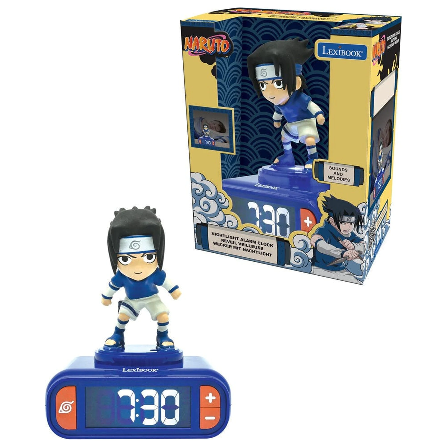 Naruto Shippuden Sasuke 3D nočné svetlo digitálny budík produktová fotografia