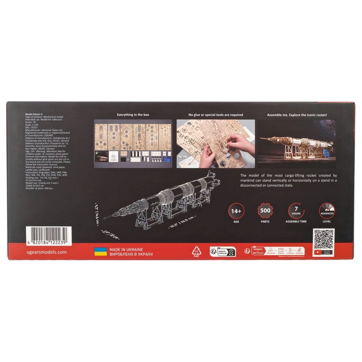 NASA 3D Drevené puzzle Saturn V produktová fotografia