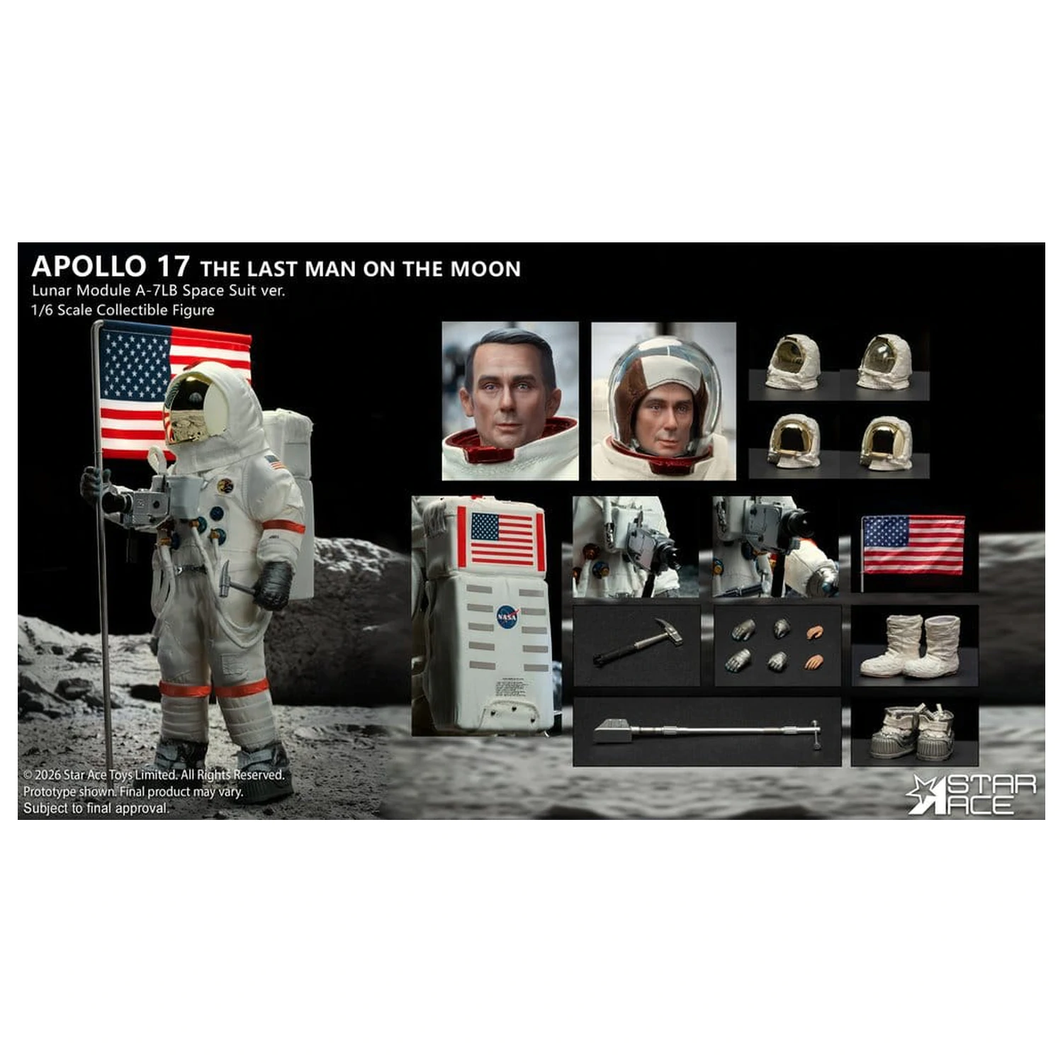 NASA Apollo 17 akčná figúrka 1/6 The Last Man on the Moon 30 cm produktová fotografia