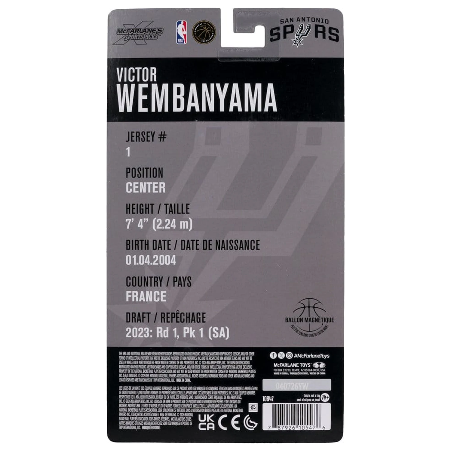 NBA SportsPicks Action Figure Victor Wembanyama (San Antonio Spurs) 17 cm produktová fotografia