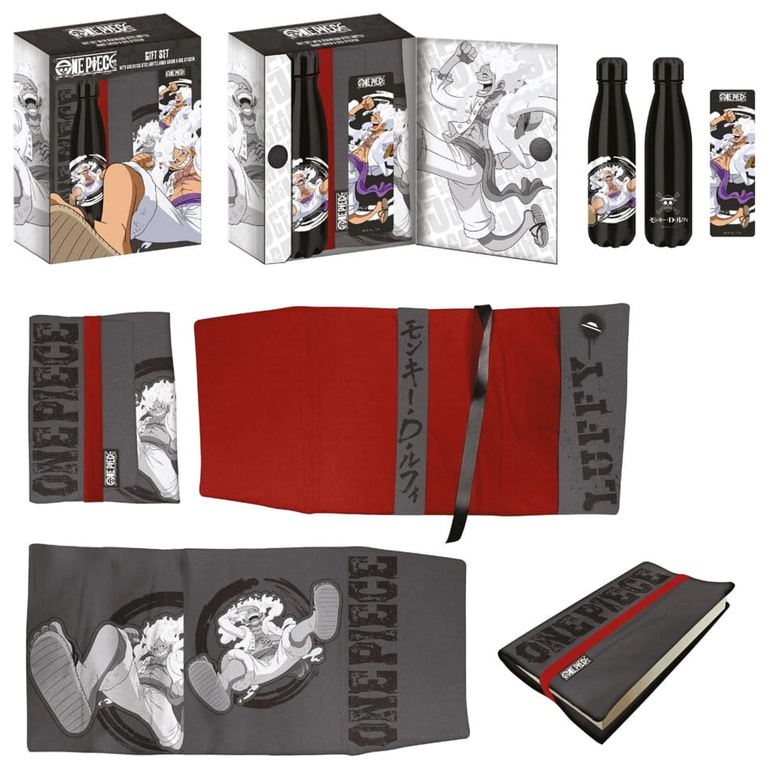 One Piece Oceľová fľaša, Nálepka, Darčeková súprava obalu na knihu Luffy produktová fotografia
