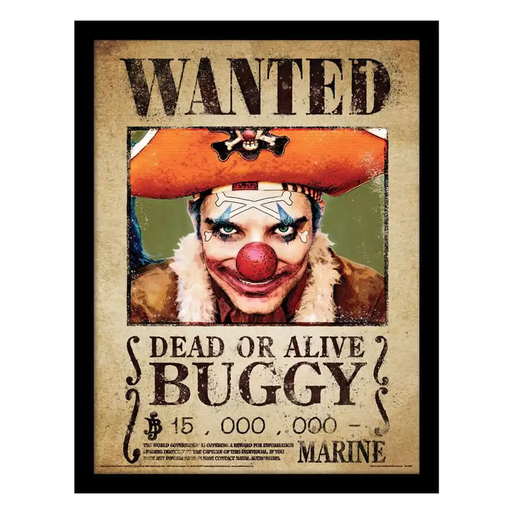 One Piece Zberateľská tlač Rámovaný plagát Buggy Wanted produktová fotografia